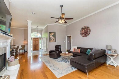 Gas fireplace with beautiful wood floors