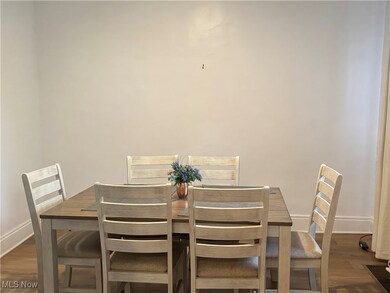 Dining room with dark wood-type flooring