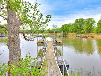 Private boat dock in a quiet, calm cove