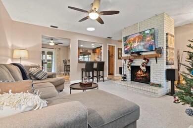 Living room with cozy fireplace