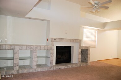 Fireplace from kitchen