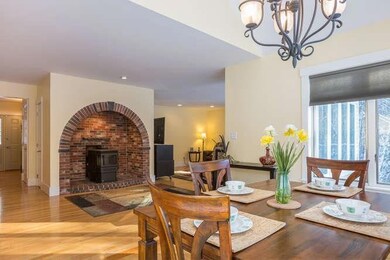 Open living spaces and pellet stove.