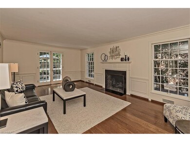 The living room features a fireplace, elegant wain