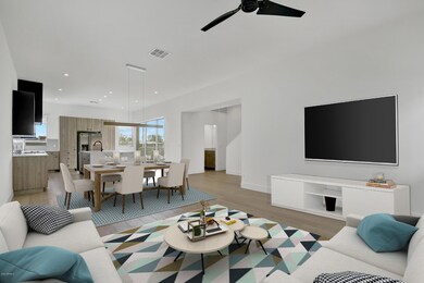 living room looking towards dining and k