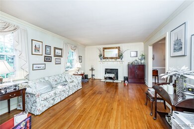 Living area featuring a fireplace with flush heart