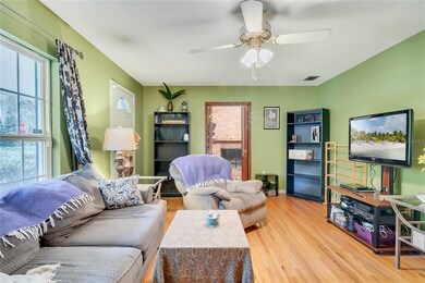 Living room with wood floors