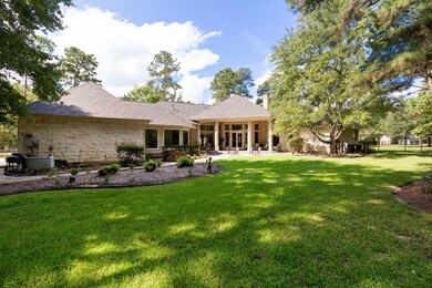 View from the back, three car garage is on the left
