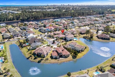 Bird's eye view with a water view and a residential view