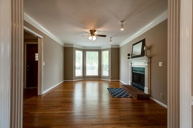 A view of the big living room and bay window.