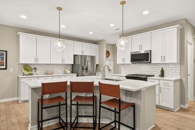 Beautiful Arhaus pendants above island