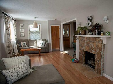 Living Room. The fieldstone...