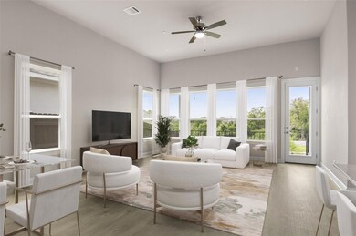 Living room with light wood-style floors and a ce