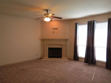 Living Area with Corner Fireplace