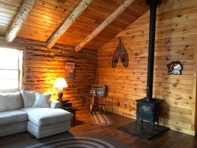 living room with wood burning stove