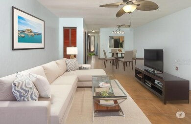 Virtually Staged living room and dining room area