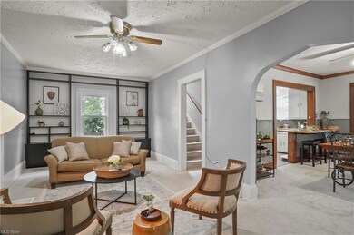 Living room with built-in cabinets