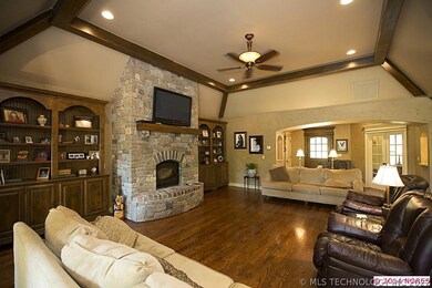 Built in book cases with lighting, open concept to