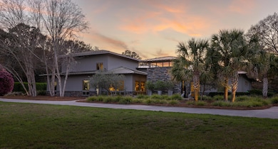 Front view of home at sunset