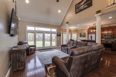 Vaulted ceilings in open floor plan