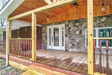 Front porch with wood beam features
