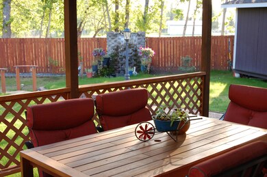 Patio and waterfall