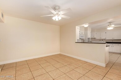 View of family room into kitchen