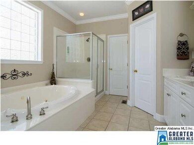 Large master bathroom with tile floor, jetted tub 