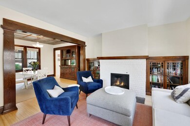 Original character in living room with built-ins a