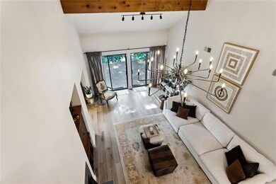 View from upstairs down to the living room.