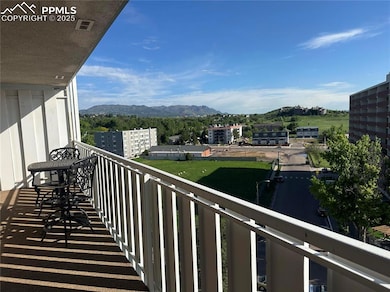 Balcony with a mountain view