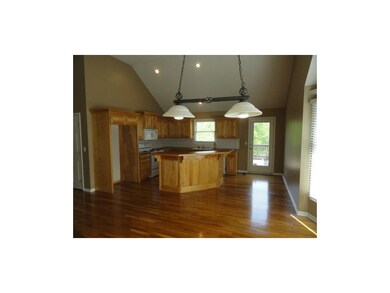 Island in Kitchen, Door leading out to deck overlo