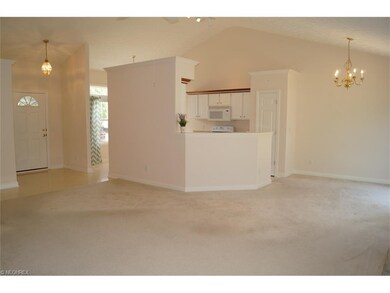 Open concept great room with vaulted ceiling.