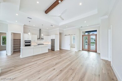 The open concept great room, kitchen, and dining a
