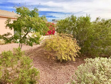 Mature landscaping.