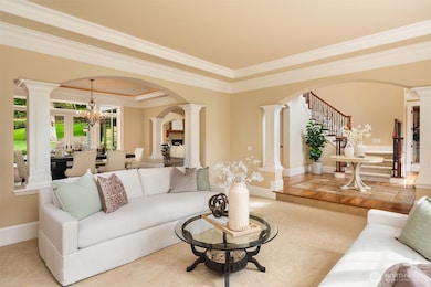 Generous Living and Dining Rooms with architectural features