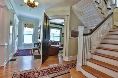 Entry foyer offers a full slate of details from th