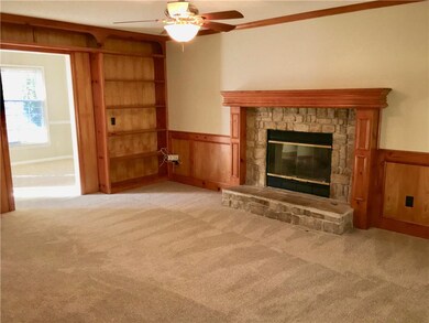 Great big family room with custom built-ins!