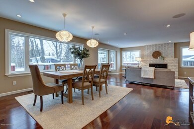 Dining room overlooks the living room