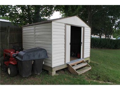 Exterior Front. Shed in back yard