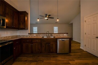 Vaulted ceiling open to room