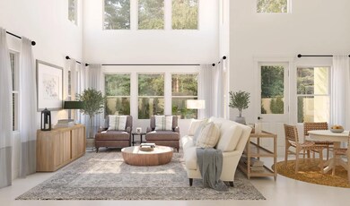 Great room with volume ceiling