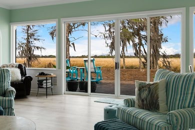 Interior space featuring crown molding and wood fi