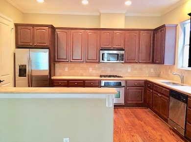 Kitchen with stainless steel appliances
