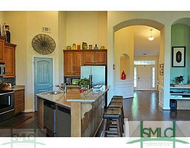 Kitchen. Open floor plan, hand scraped wood plank 