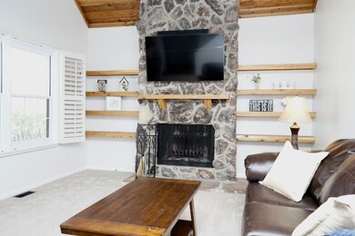 with Shiplap vaulted ceiling