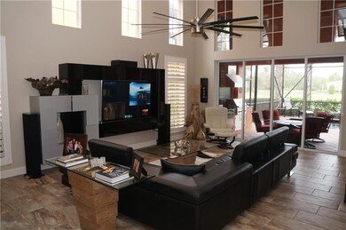Spacious great room with 16' soaring ceilings, hig