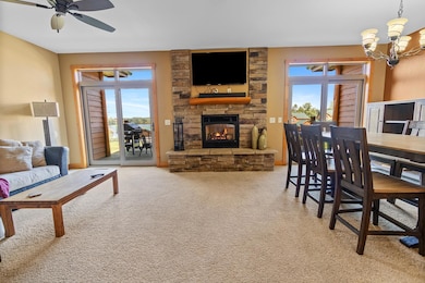 Living room gas fireplace.