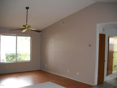 Vaulted living room view