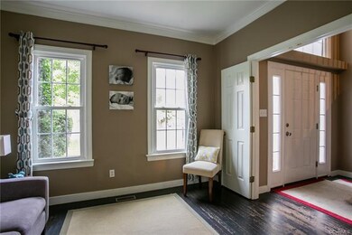 View of the front door from the office.