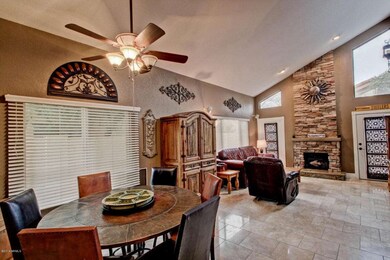 Stacked Stone Wrapped Fireplace